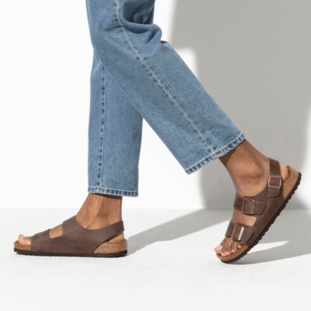 Birkenstock Milano Oiled Leather Soft Footbed Sandals Size 43/10-10.5